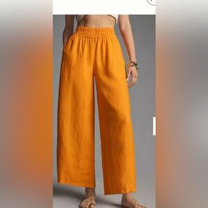 The Somerset Collection Wide Leg Pull On Pants by Anthropologie 100% linen